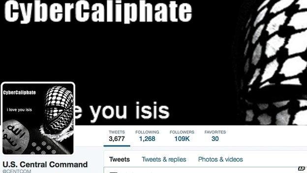 The hacked Twitter page of US Central Command.