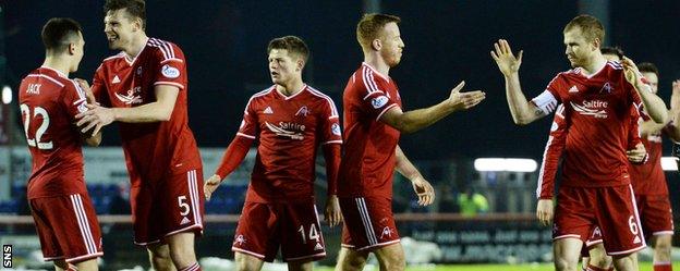 Aberdeen celebrate a win over Inverness