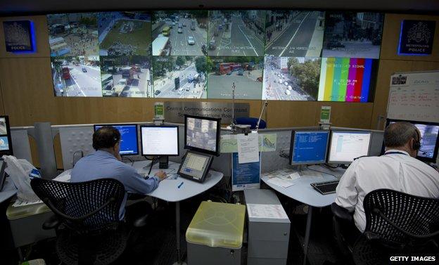 Control room surveys CCTV pictures