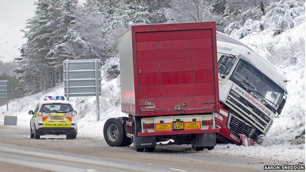 Lorry on A9 near Carrbridge