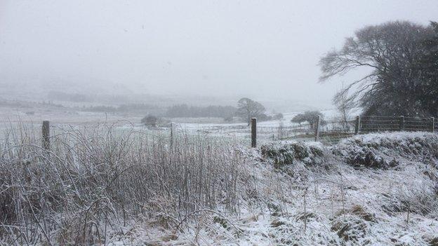 Snow between New Inn and Tafarn y Bwlch in north Pembrokeshire