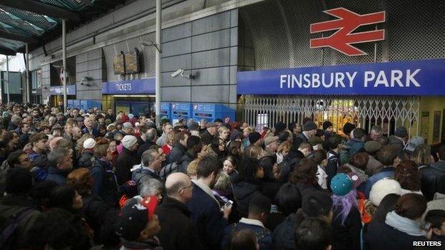 Passengers waiting at Finsbury Park