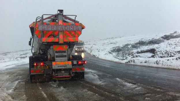 A grit spreader in the Preseli mountains, north Pembrokeshire