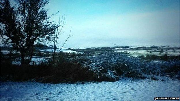 Snow at Pontrhydfendigaid in Ceredigion