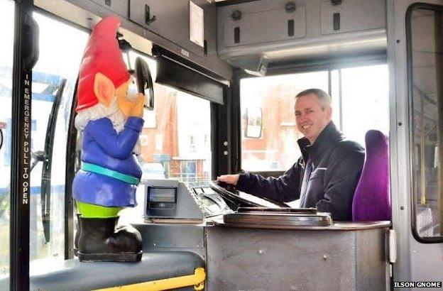 Gnome catching the bus