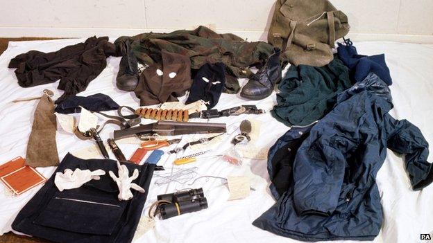 Weapons, clothing and ammunition found in Neilson's possession