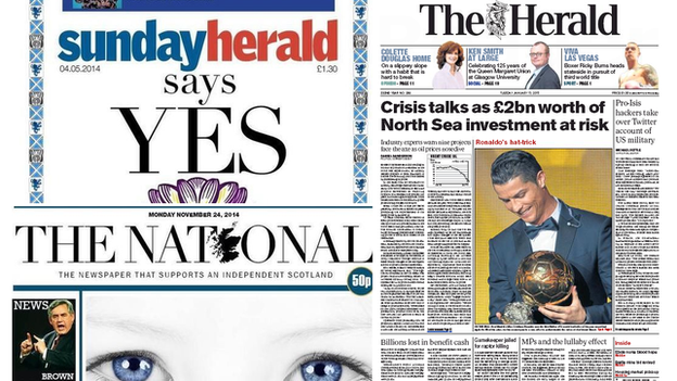 Composite of Scottish newspapers