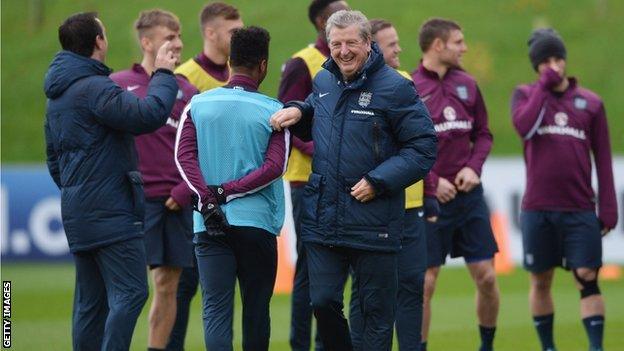 Roy Hodgson and his England players