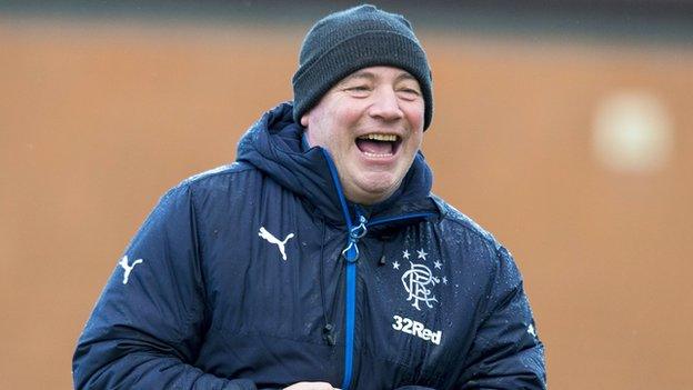 Ally McCoist enjoys a joke on Rangers' training ground