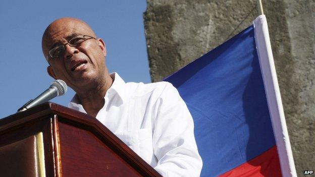 Haitian President Michel Martelly at a ceremony to mark 5 years since earthquake 5 Jan 2015