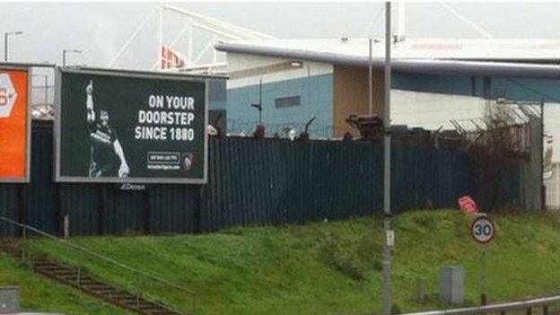 Leicester Tigers' billboard outside Wasps' ground