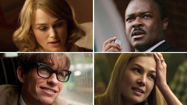 British Oscars hopefuls (clockwise from top left): Keira Knightley, David Oyelowo, Rosamund Pike and Eddie Redmayne