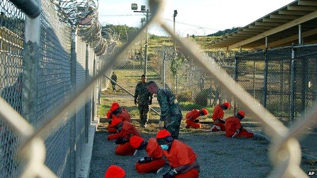 Inmates at Guantanamo Bay