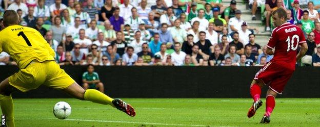 Niall McGinn scores for Aberdeen