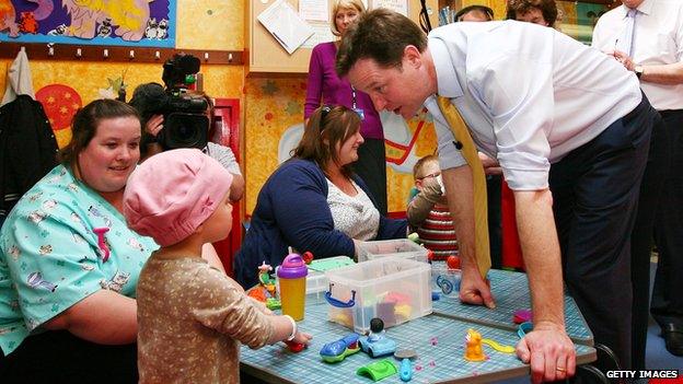 Nick Clegg visiting a children's hospital