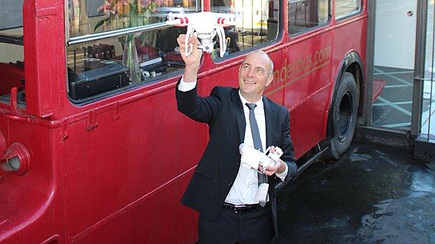 Charles-Christie Webb, of Camden Bus Estate Agents, and his drone