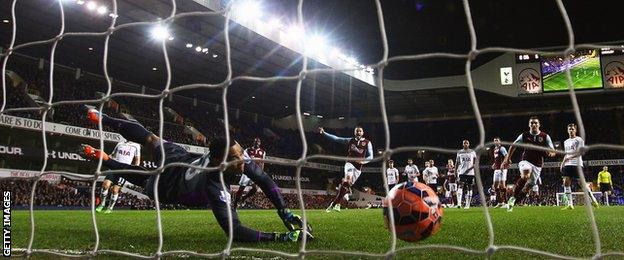 Ross Wallace puts Burnley 2-0 up against Tottenham Hotspur