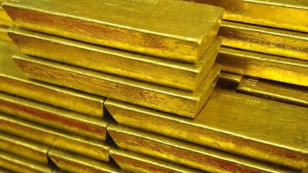 Gold bars are seen at the Czech Central Bank on 5 September, 2011