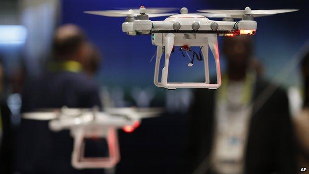Drones at technology fair in Las Vegas, 2015
