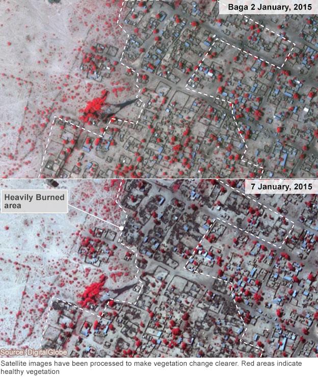 Baga before and after satellite images