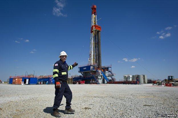 Horizontal Gas Drilling Rigs exploring the Marcellus Shale outside the town of Waynesburg, PA