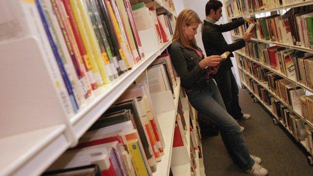 Students in library