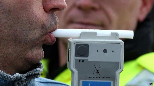 Man being breathalysed