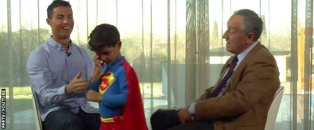 Cristiano Ronaldo and son in Superman costume