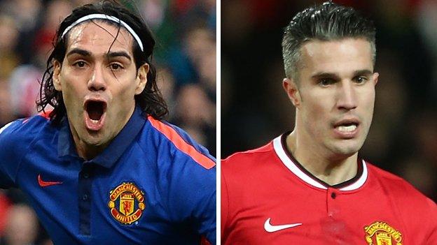 Manchester United strikers Radamel Falcao and Robin van Persie