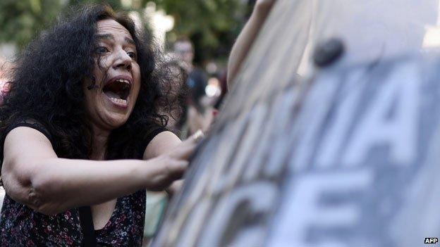 Former cleaner protesting