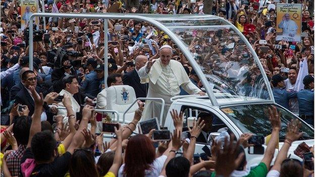 Pope Francis Holds Mass At Manila Cathedral