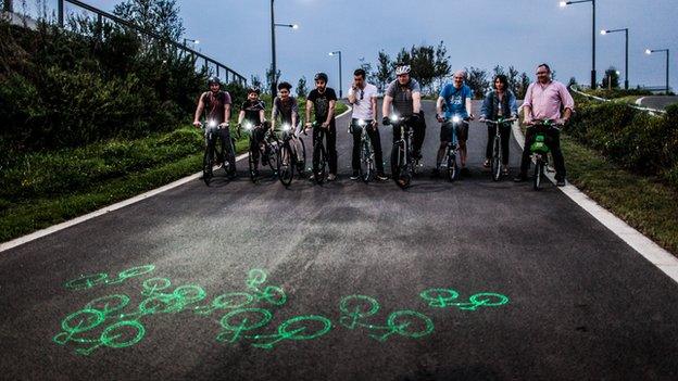 Cyclists using Blaze Laserlights