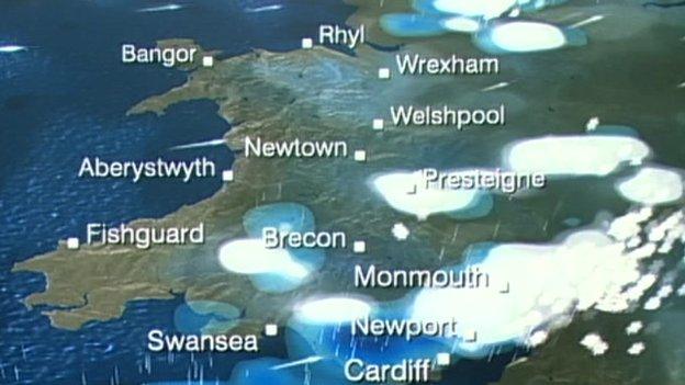 A weather map of Wales