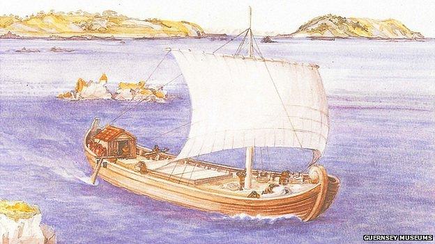 Artist's impression of the Asterix, Gallo-Roman wreck, found in the harbour mouth of St Peter Port, Guernsey