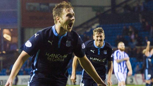 Greg Stewart celebrates scoring for Dundee