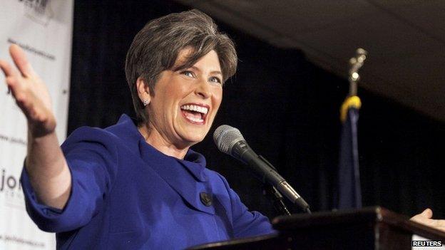 Joni Ernst speaking on stage