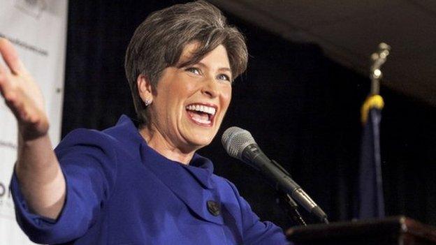 Joni Ernst speaking on stage