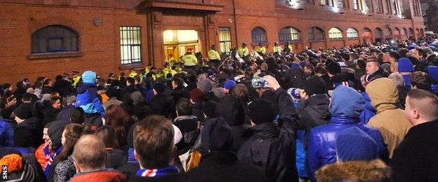 The protest at Ibrox