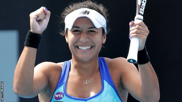 Heather Watson celebrates her Hobart victory