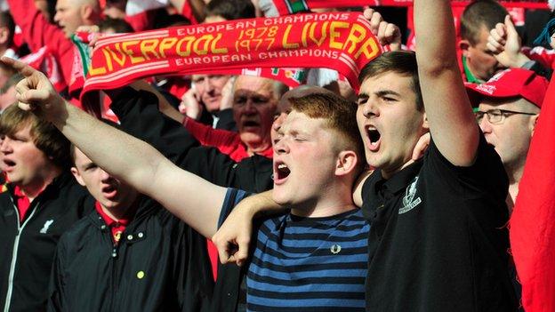 Liverpool fans sing prior to the 2012 FA Cup final