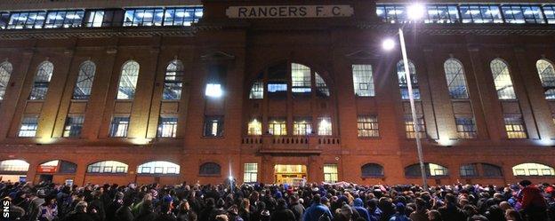 Rangers fans protest outside Ibrox