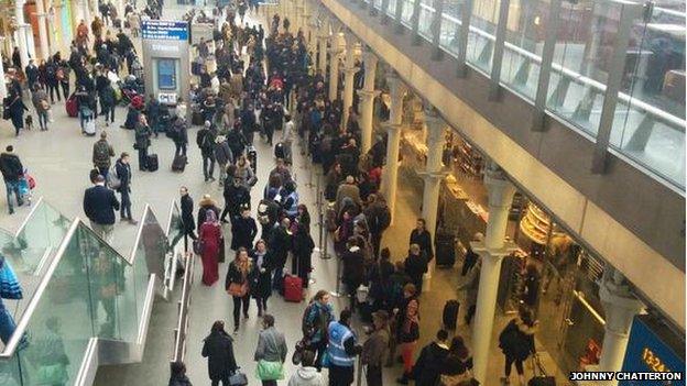 People queuing at St Pancras