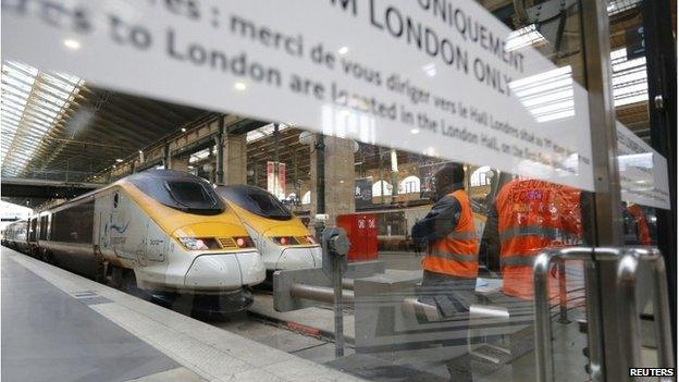 Eurostar trains at Paris Gare du Nord