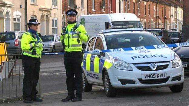 Scene cordon on Barrack Road, Northampton