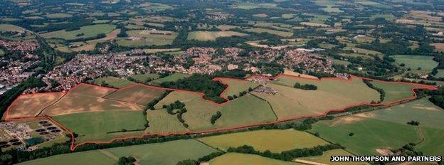 Aerial view of the development site