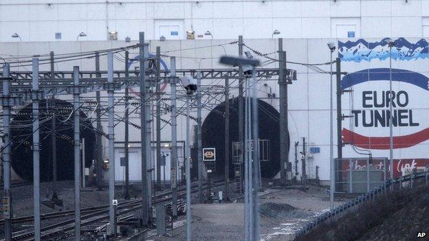 Entrance to Channel Tunnel at Calais on 17 January 2015