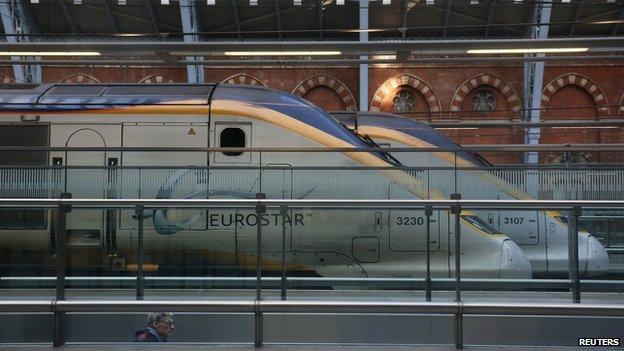 Eurostar trains at St Pancras on 17 January 2015