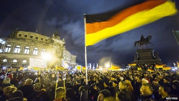 A Pegida rally in Dresden