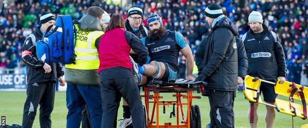 Josh Strauss was stretchered off