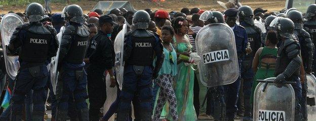 There was a heavy police presence before Zambia v DR Congo